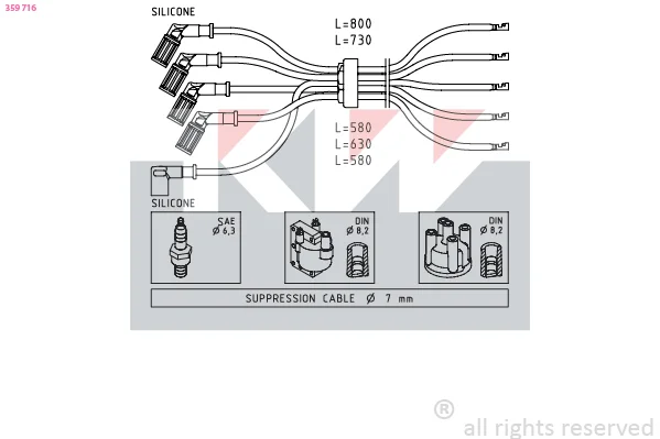Sada kabelů pro zapalování Made in Italy - OE Equivalent